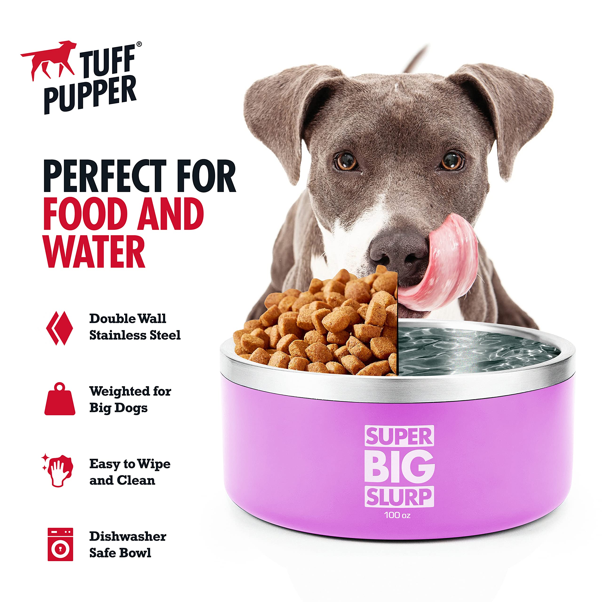 Tuff Pupper acero inoxidable 18-8, duradero y seguro para alimentos
