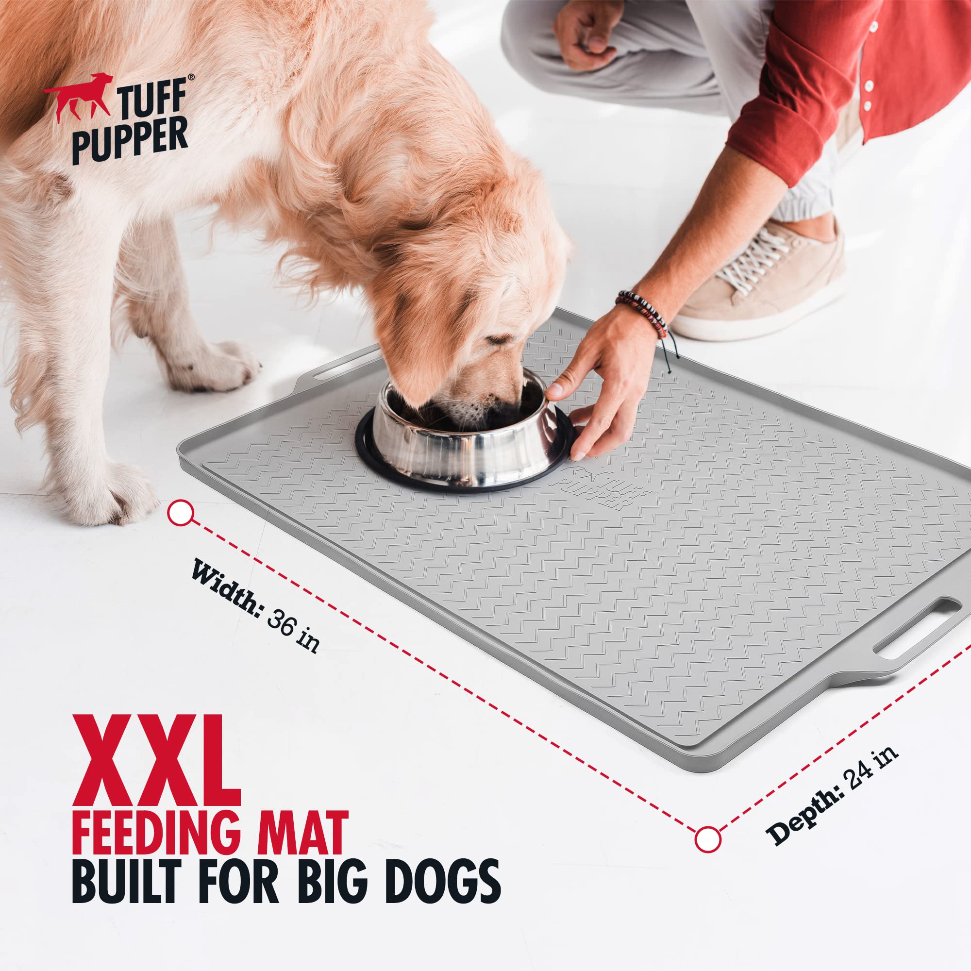 Tuff Pupper alfombrilla impermeable para comida y bebida protege el suelo.