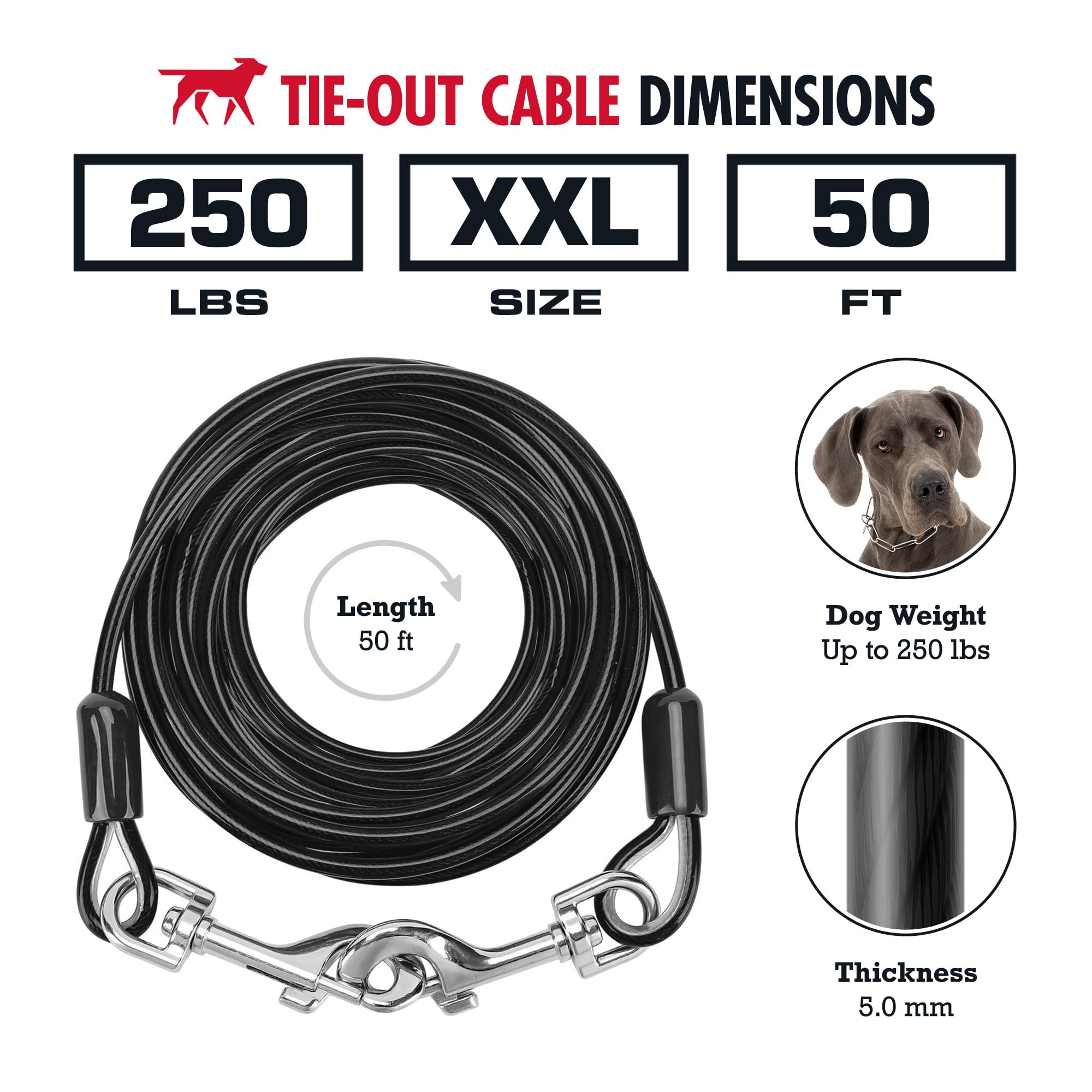 Tuff Pupper cable-acero-galvanizado-50-pies, resistente a la intemperie para exteriores