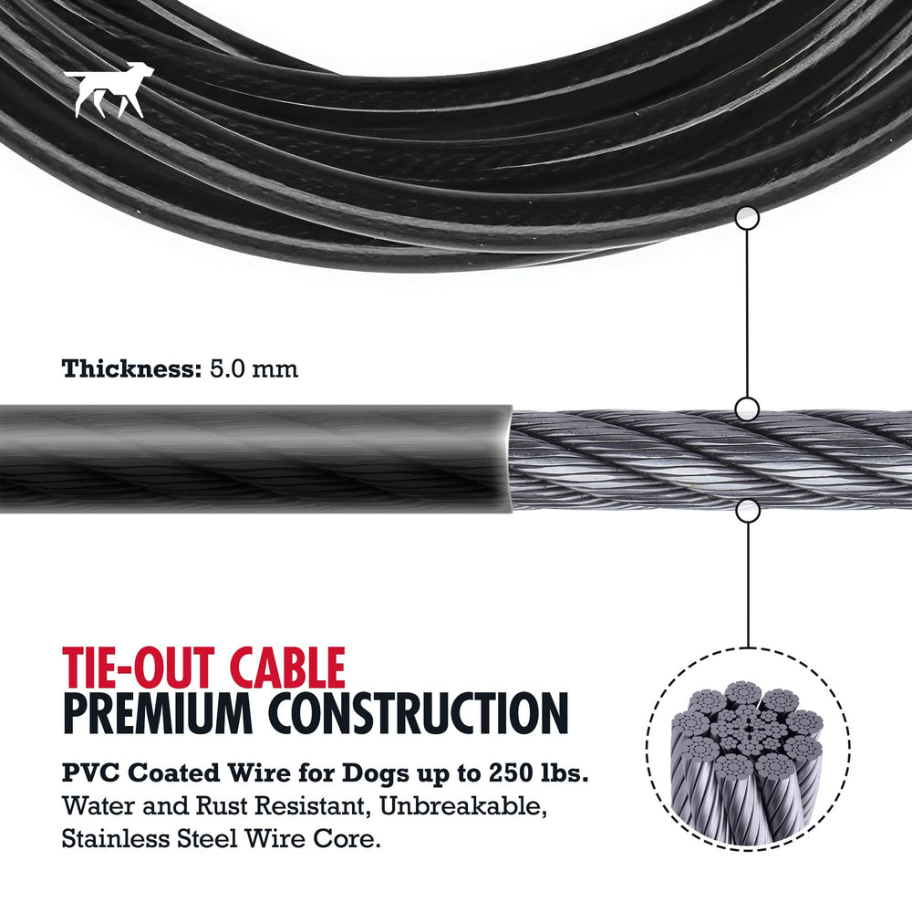 Tuff Pupper cable recubierto de PVC impermeable para uso en lluvia.