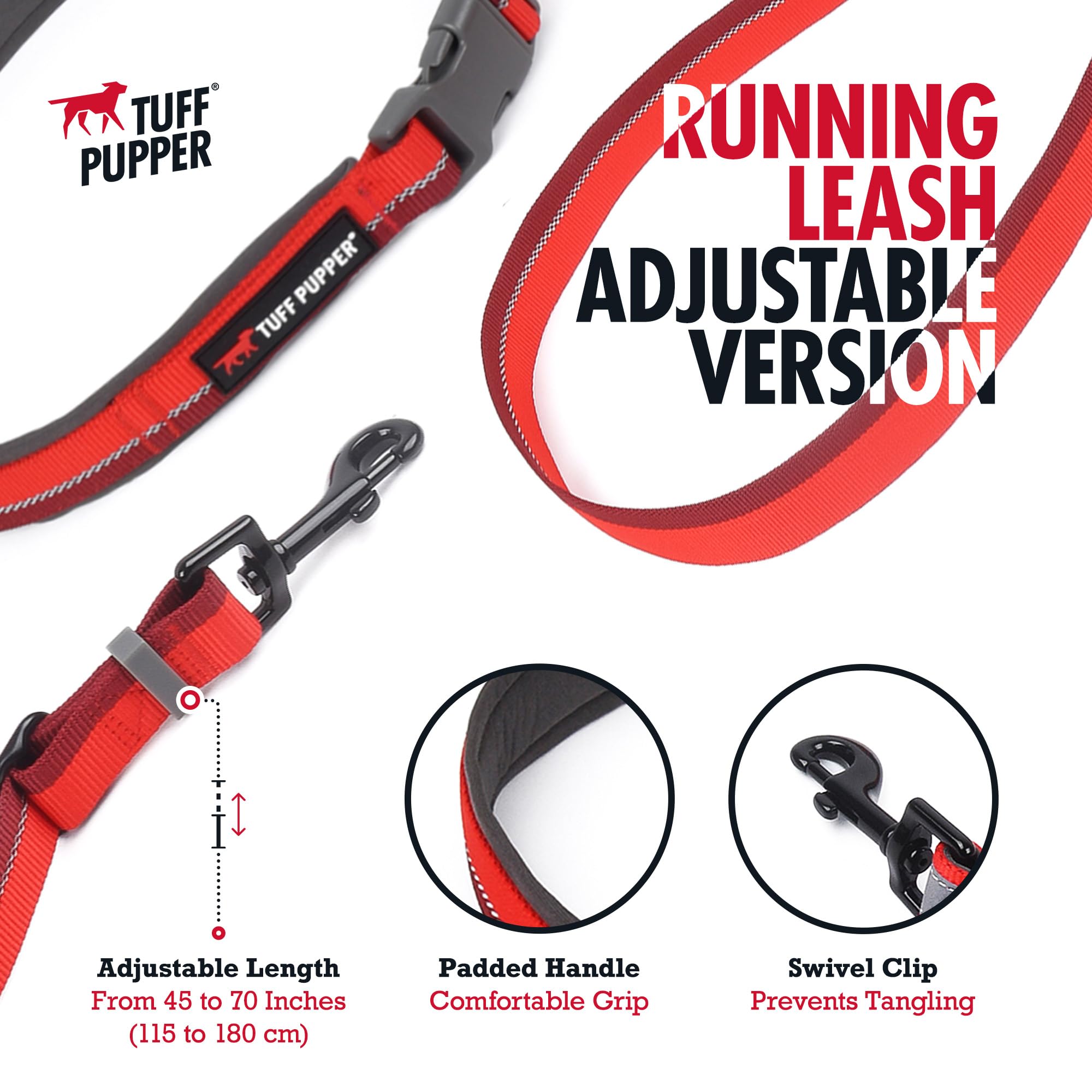Tuff Pupper cinturón acolchado para correr, comodidad durante caminatas largas.