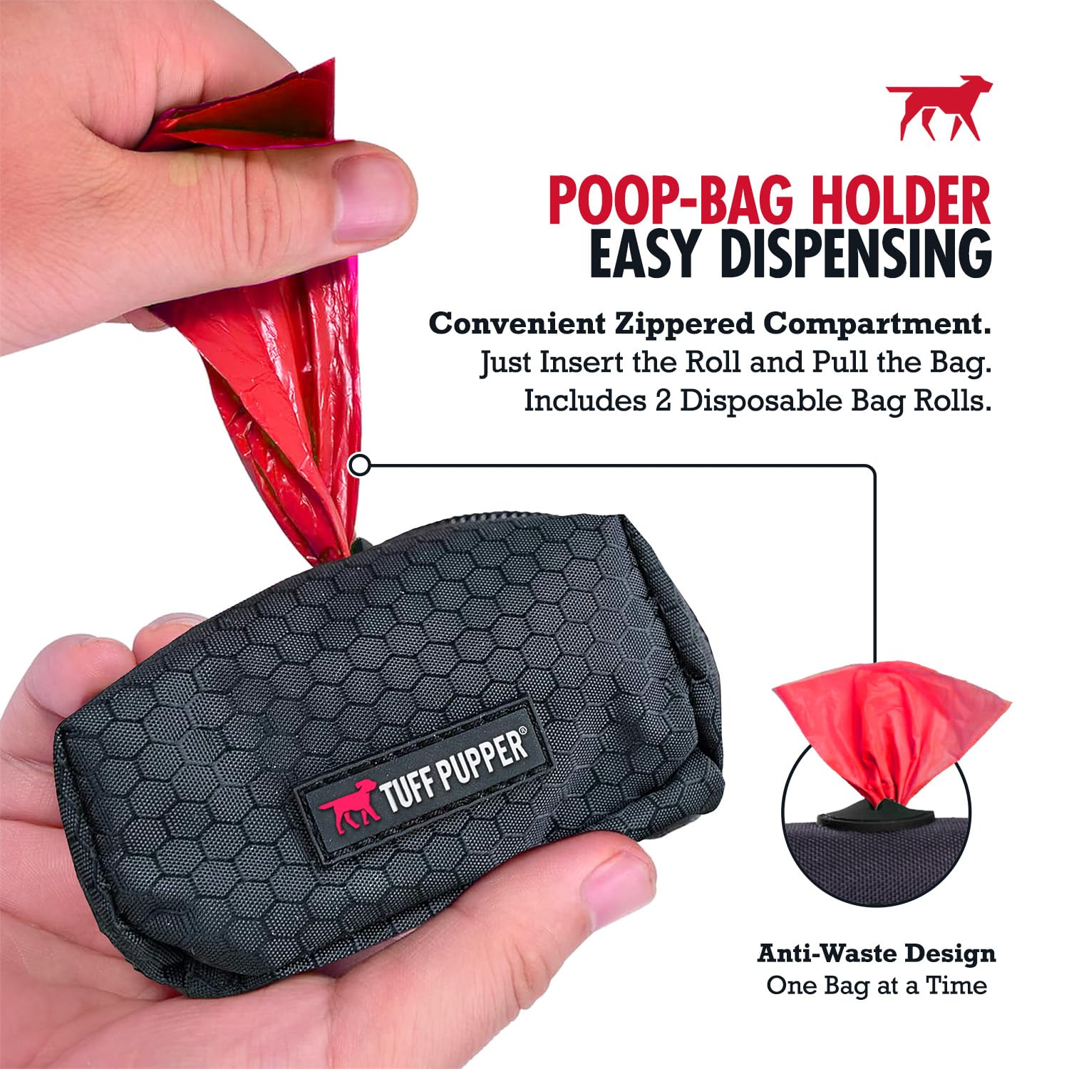 Clip de metal resistente de Tuff Pupper para sujeción segura.