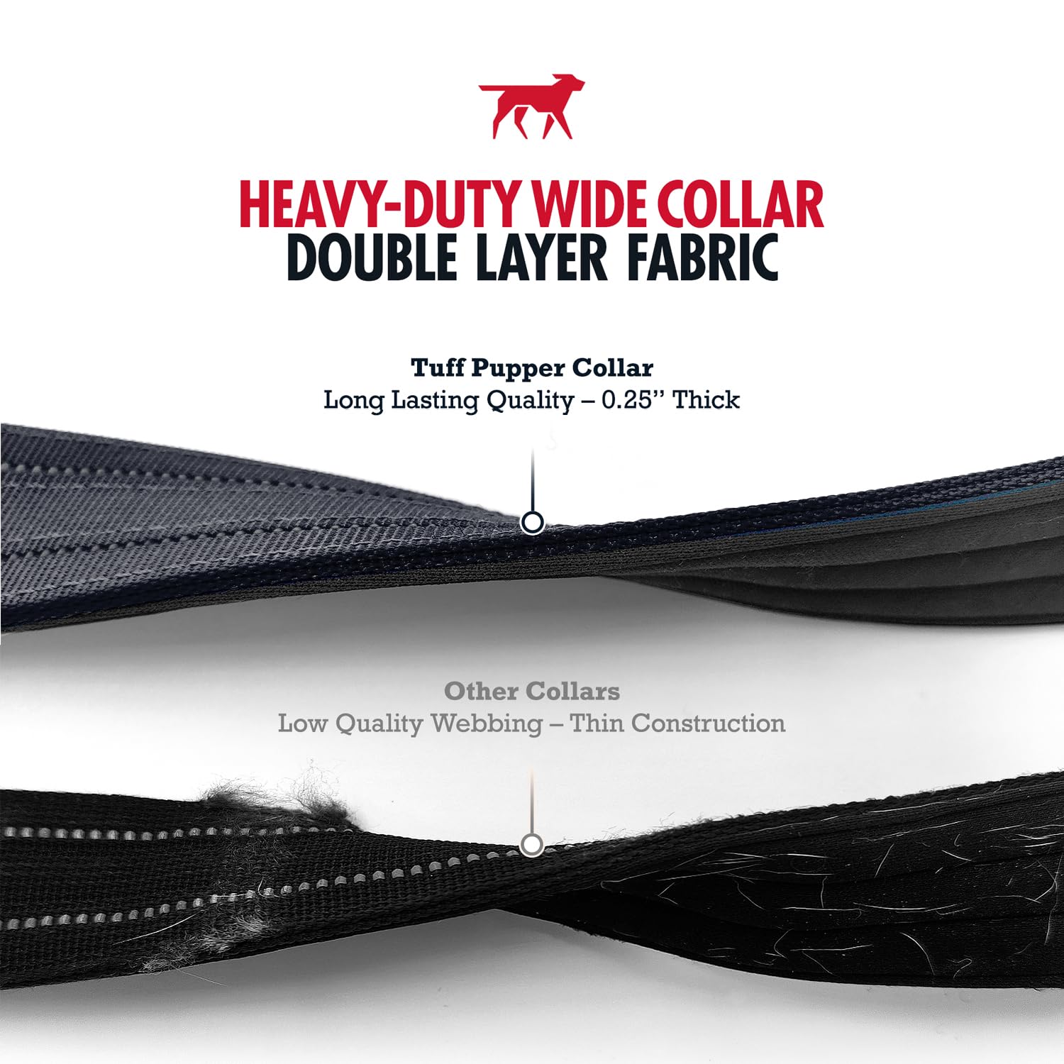 Hebilla metálica ajustable en el collar Tuff Pupper para ajuste seguro