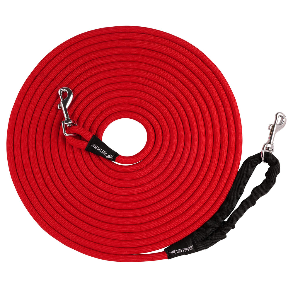Cuerda de entrenamiento de 30 pies de Tuff Pupper para practicar recuerdo a distancia.