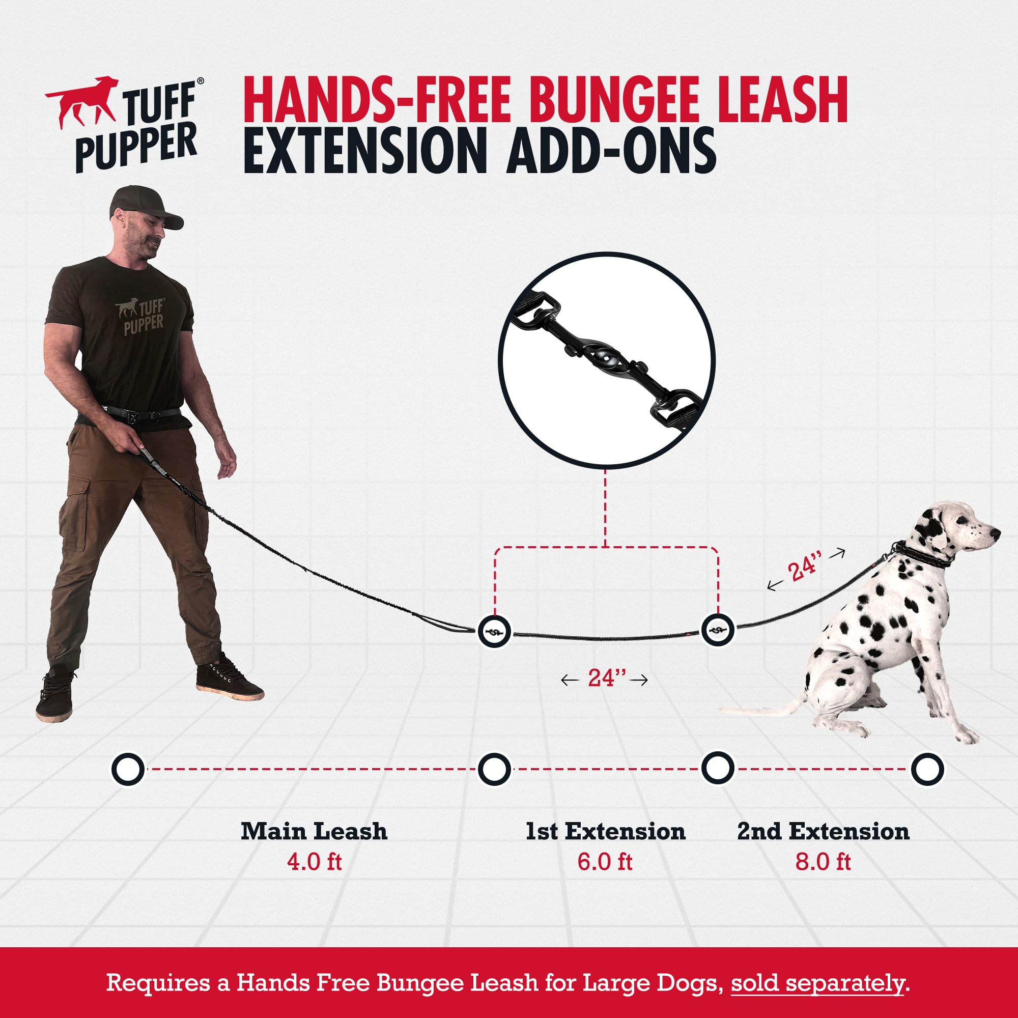 Sistema para tres o cuatro perros con la correa manos libres de Tuff Pupper