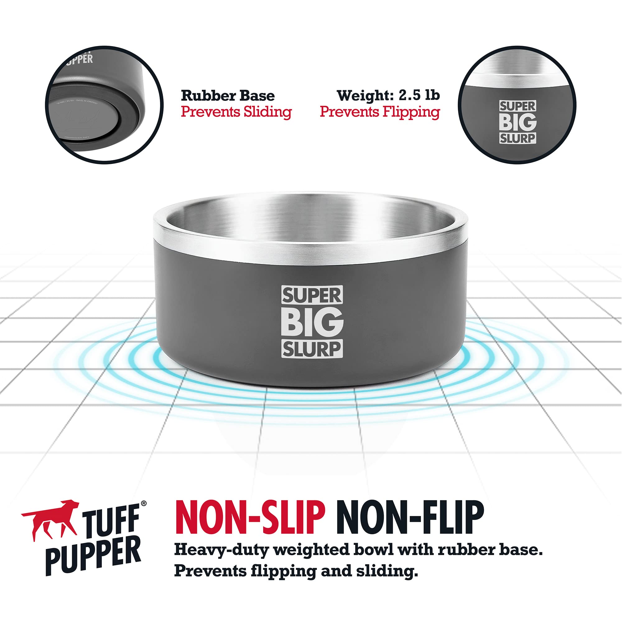 Tuff Pupper tazón de doble pared mantiene el agua fresca