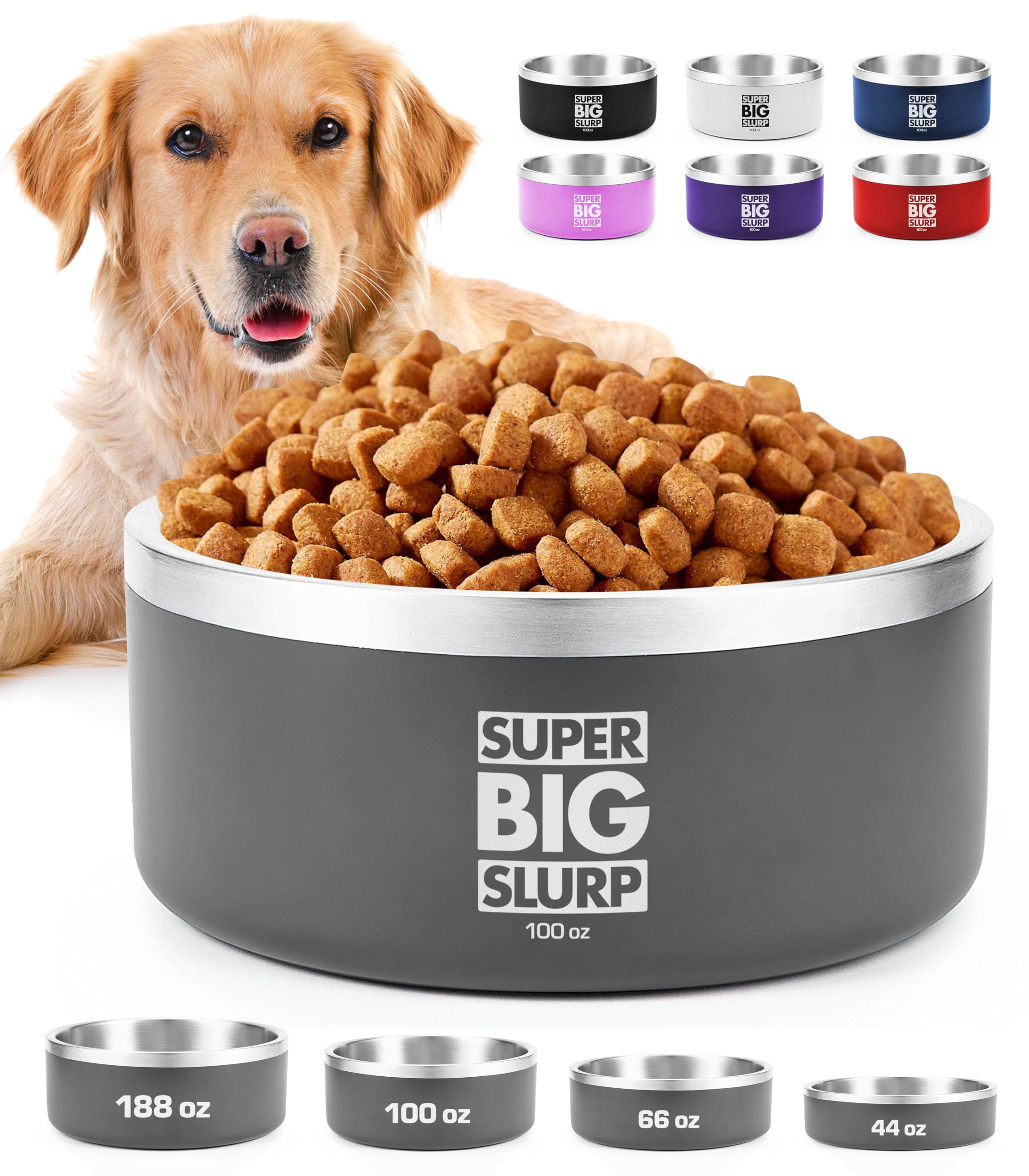 Tuff Pupper tazón insulado grande para comida y agua sostenida