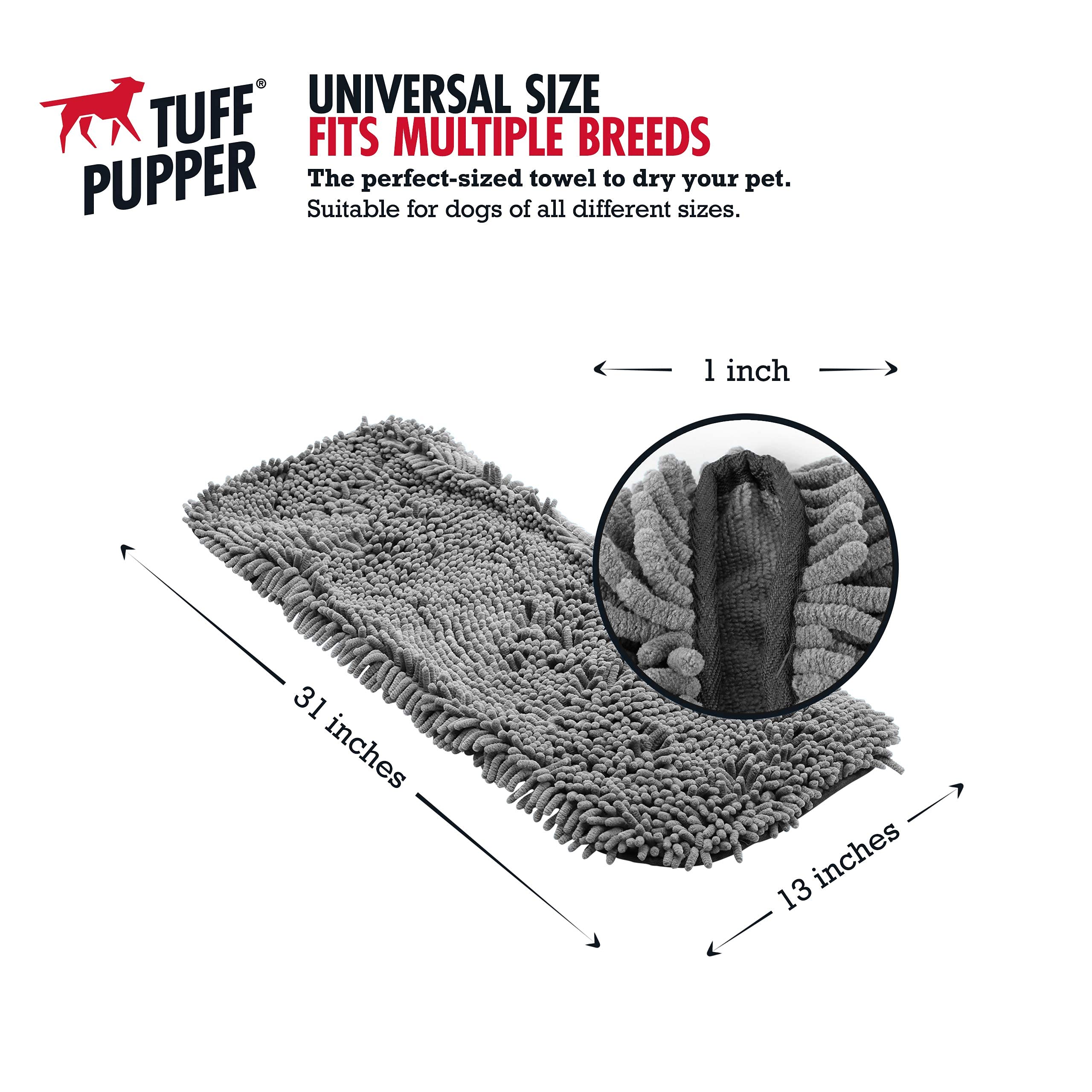 Toalla con bolsillos dobles Tuff Pupper para secar patas y vientre.