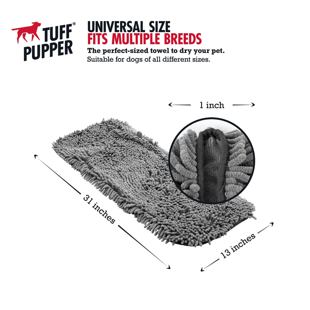 Toalla con bolsillos dobles Tuff Pupper para secar patas y vientre.