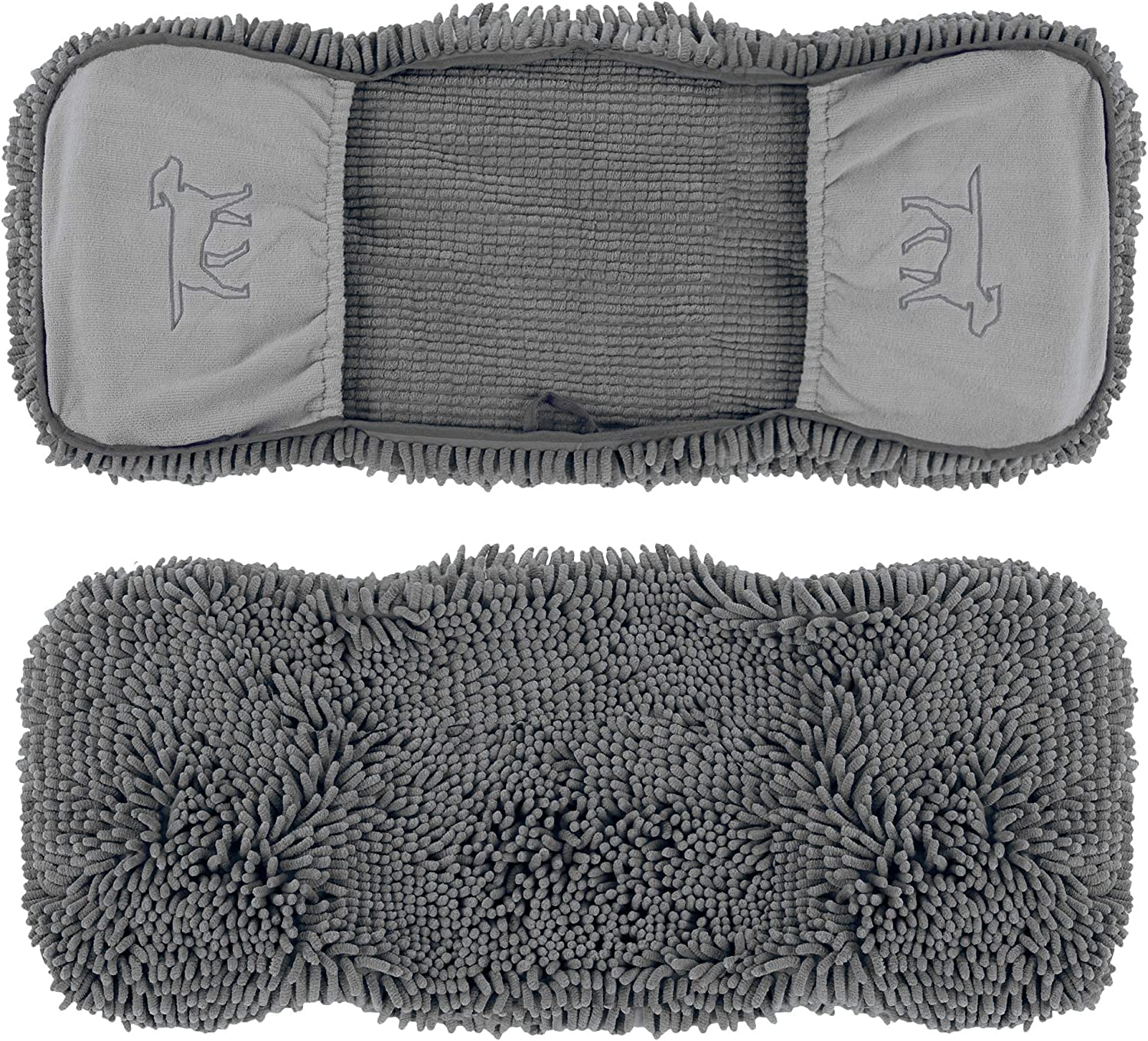 Toalla microfibra chenille Tuff Pupper, altamente absorbente para mascotas tras baño.