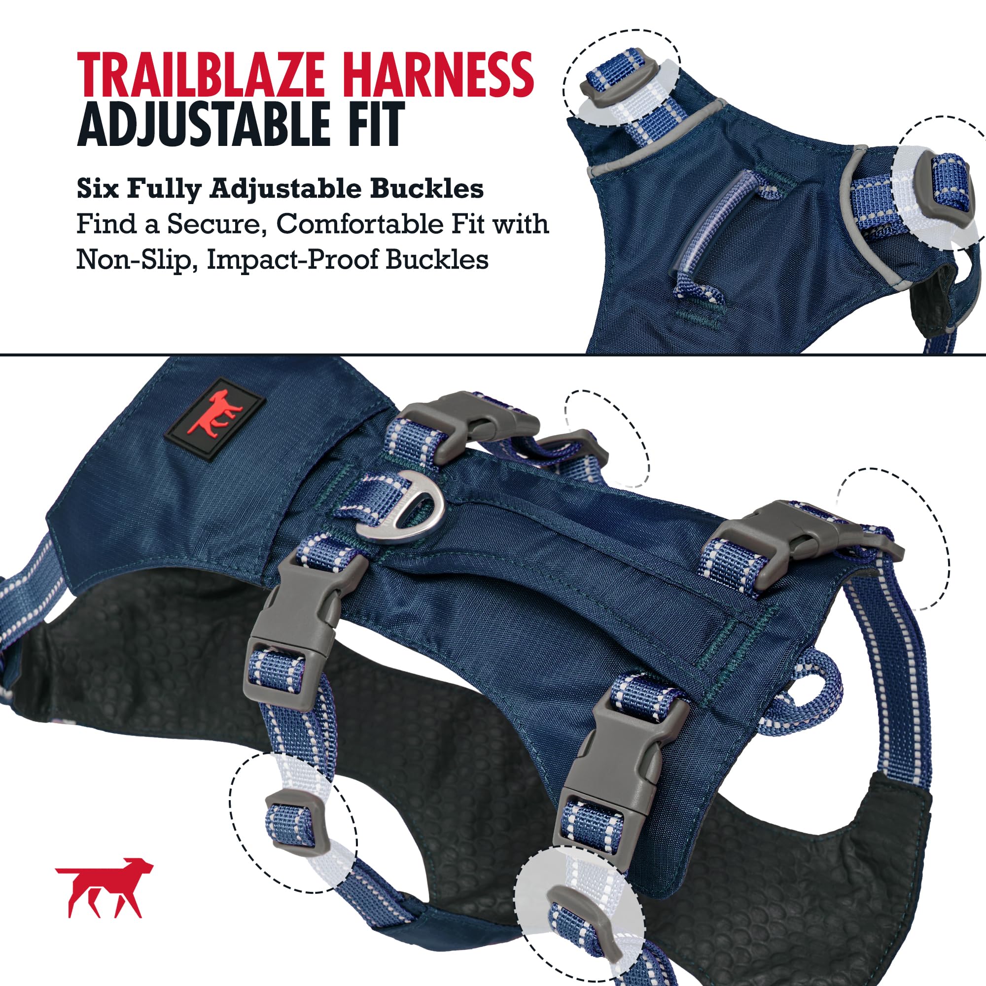 Banda reflectiva TrailBlaze de Tuff Pupper para mayor visibilidad nocturna.