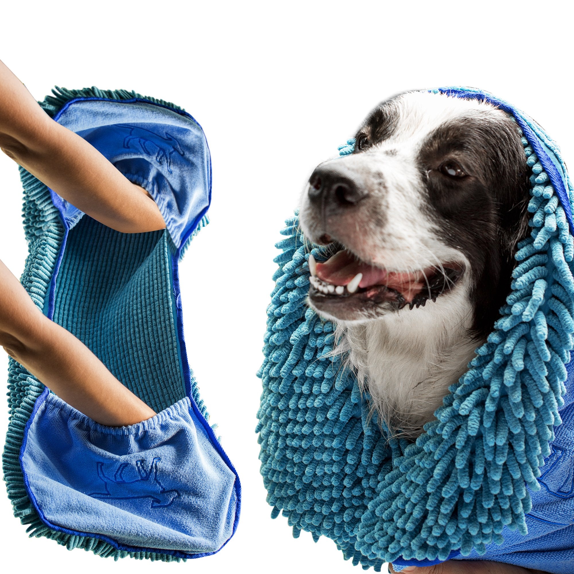 Uso interior y exterior con Tuff Pupper para secado rápido en casa o afuera.