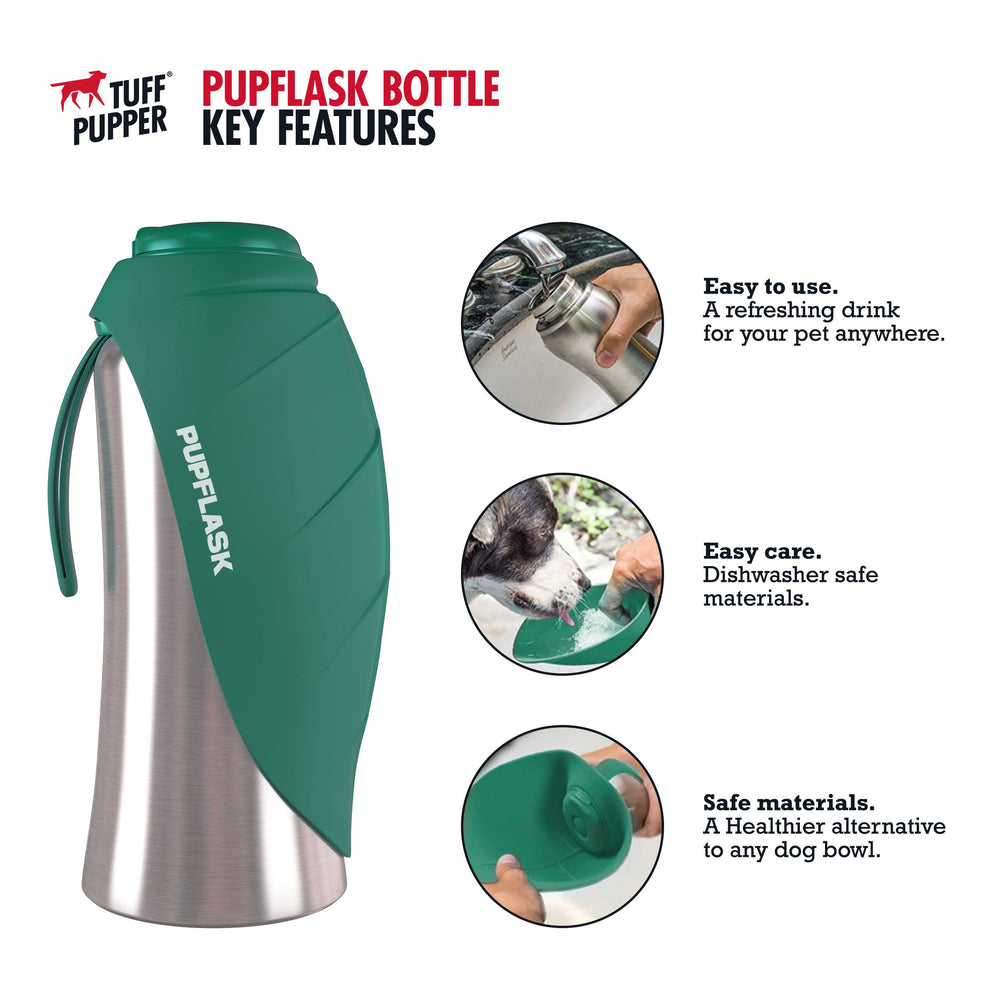 PupFlask de Tuff Pupper, copa de silicona plegable para beber sin derrames.