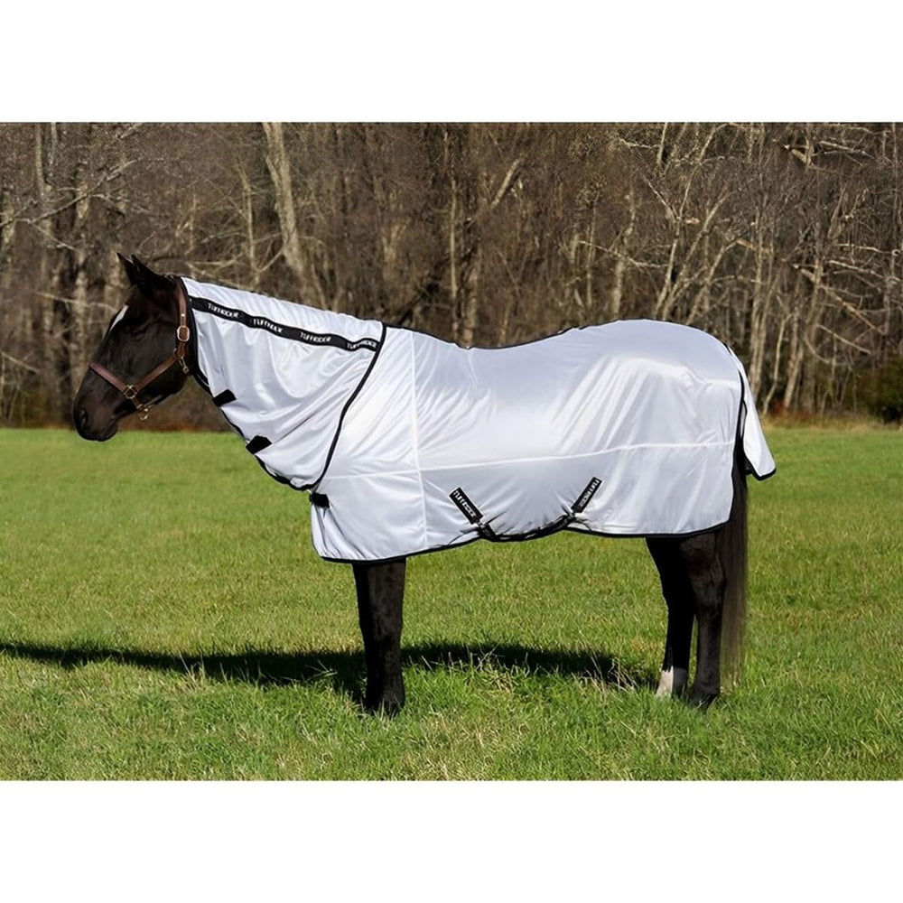 TuffRider protector antiinsectos en malla frontal blanco para caballos.