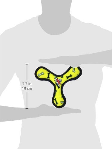 TUFFY Tuffy Jr Bowmerang Hueso Amarillo, ideal para lanzar y traer con seguridad.