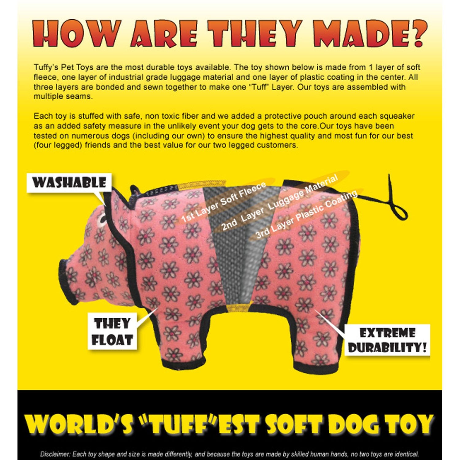 TUFFY Tuffy Jr Bowmerang Hueso Amarillo, lavable a máquina y listo para próximas sesiones.