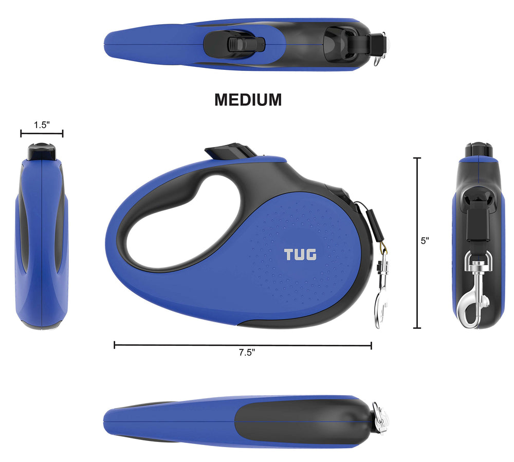 TUG cinta-16-pies retráctil para control suave en caminatas.