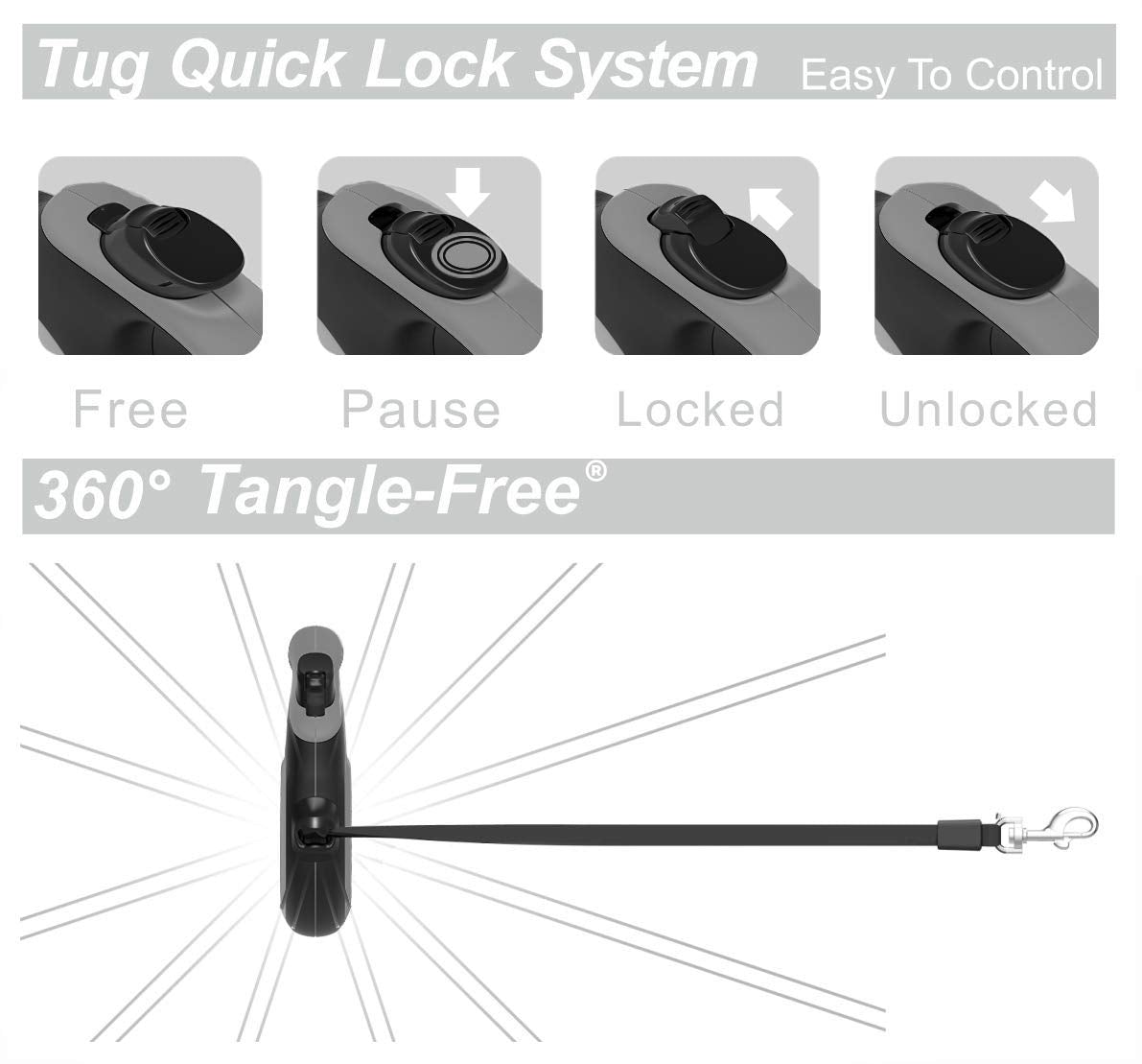 TUG correa para perros medianos, 16 pies de nylon resistente