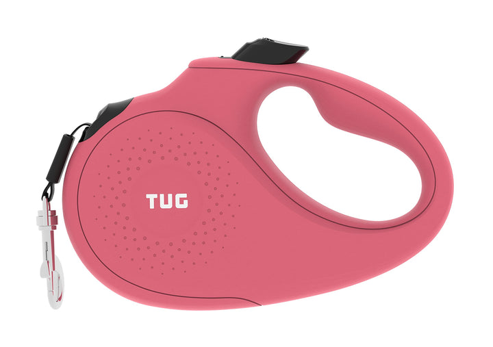 TUG Monocromo 360° retráctil rosa con cinta de 16 pies para perros grandes.