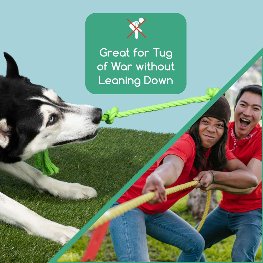 Tumbo Tough Tug con 5 nudos grandes para mordida y agarre fáciles.
