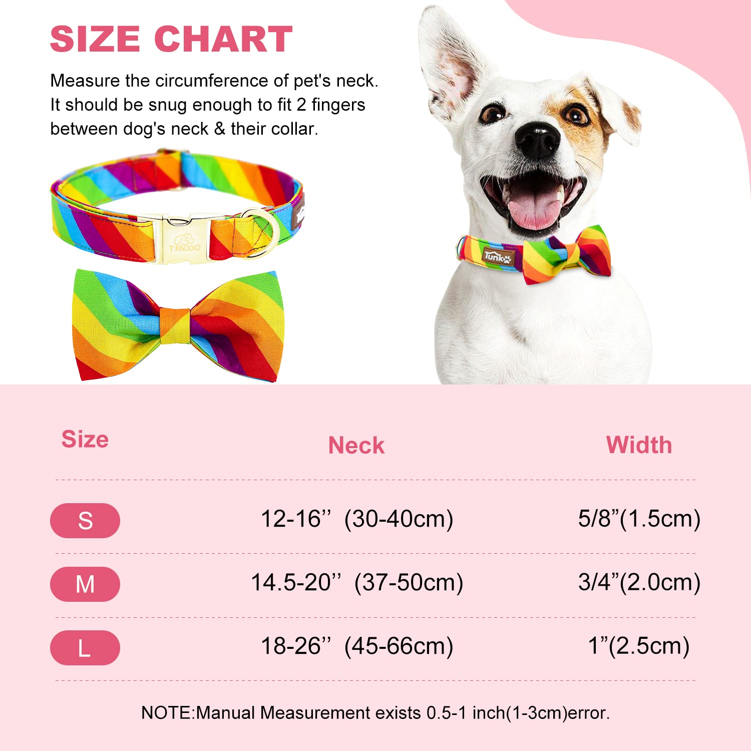 Tunkoo collar arcoiris con lazo, accesorio llamativo para días de orgullo LGBT.