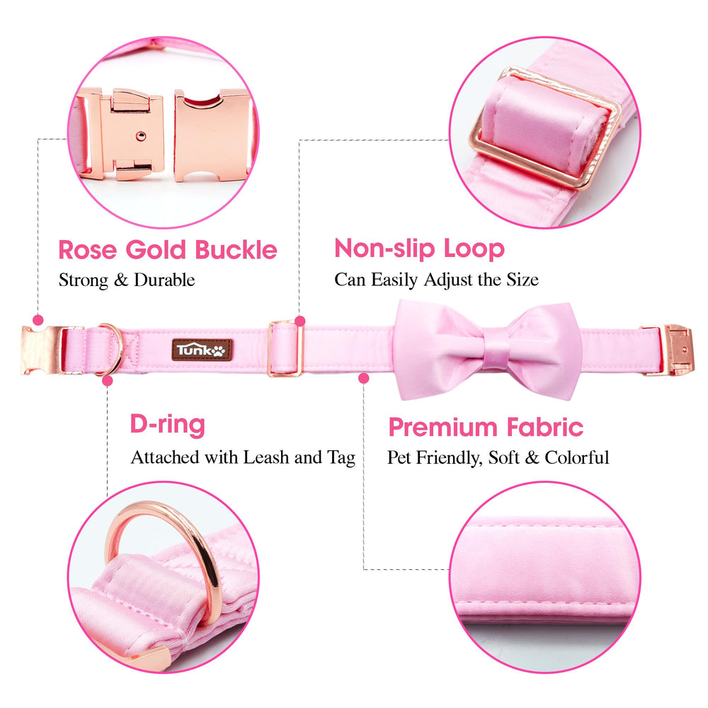 Lazo rosa del collar Tunkoo, detalle encantador para sesiones de fotos.