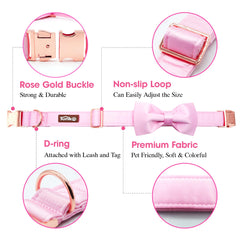 Lazo rosa del collar Tunkoo, detalle encantador para sesiones de fotos.