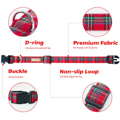 Collar Tunkoo navidad plaid para perro grande, diseño llamativo para eventos.