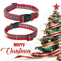 Collar Tunkoo navidad plaid para perro mediano, ajuste suave y seguro.