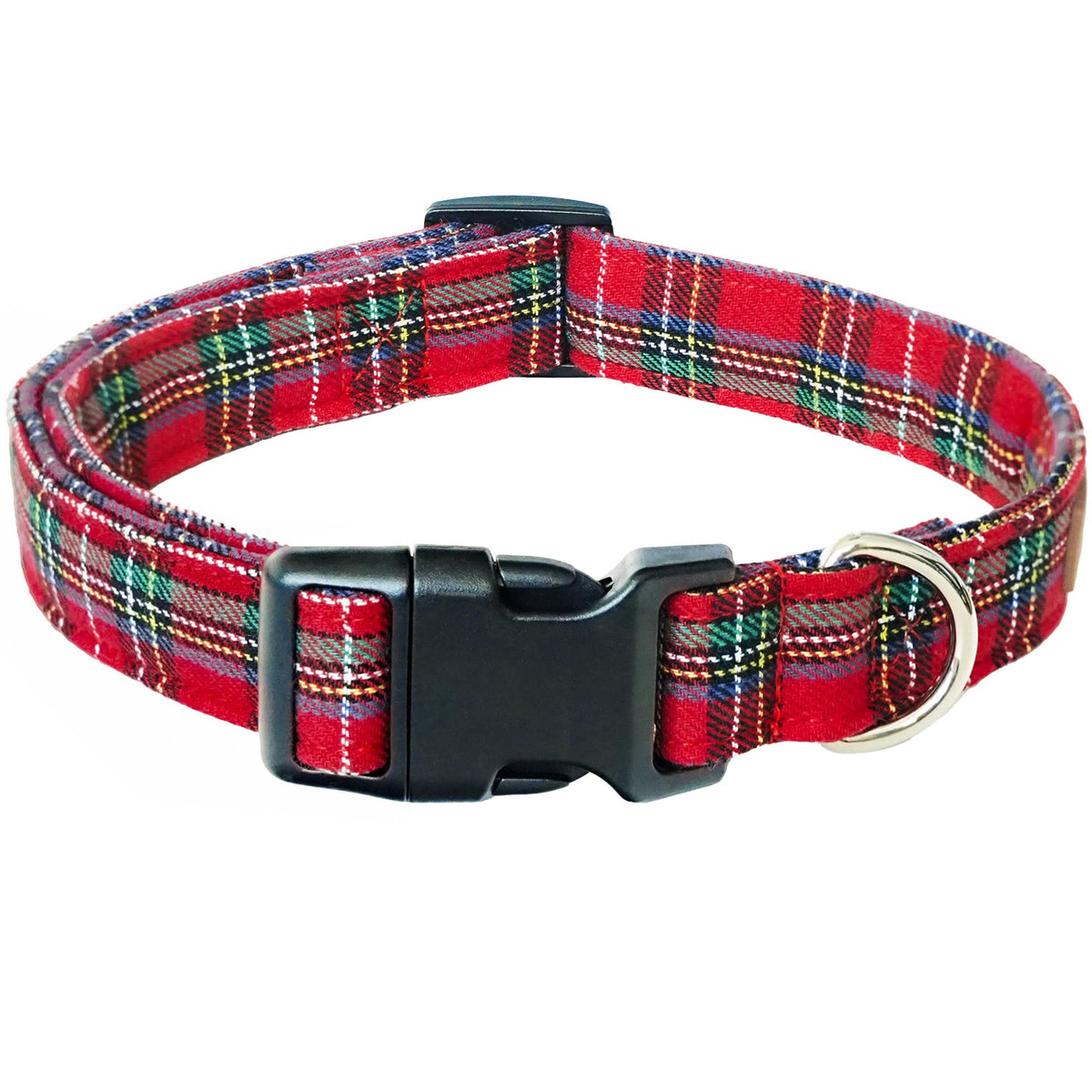 Collar Tunkoo navidad plaid para perro pequeño, cómodo para paseos festivos.