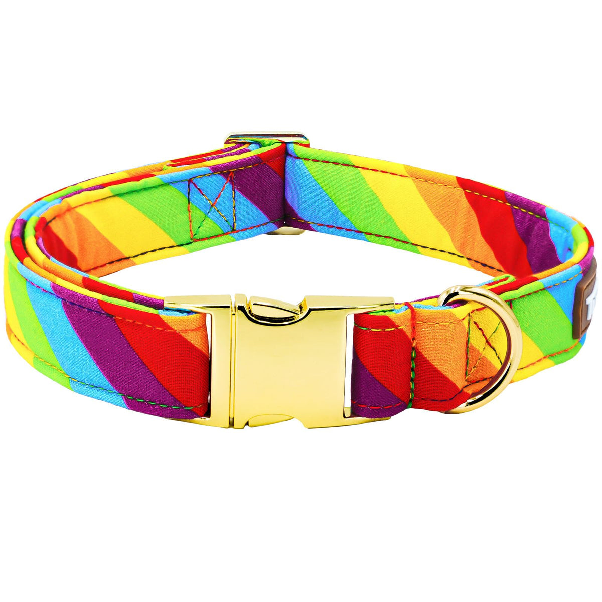 Tunkoo collar arcoíris con hebilla de metal para paseos coloridos