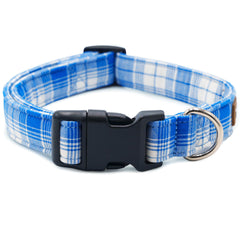 Collar Tunkoo azul a cuadros ajustable para paseos