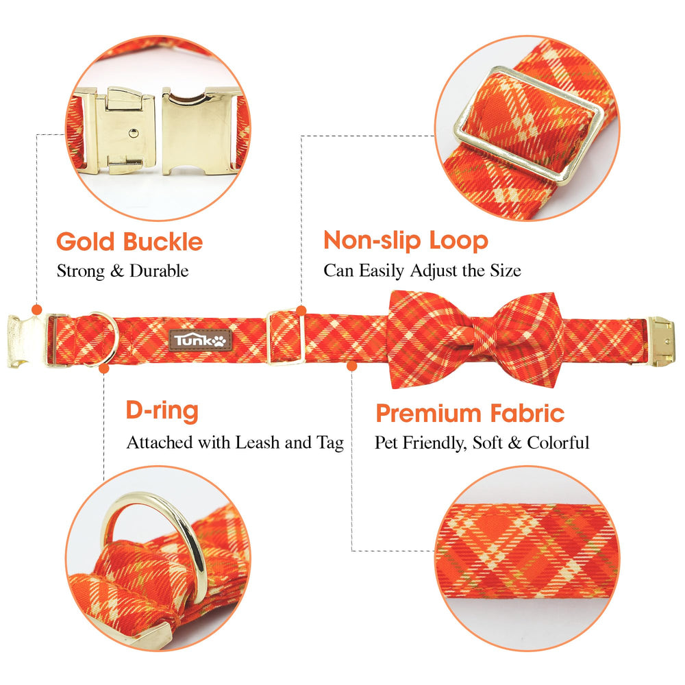 Tunkoo collar cuadros naranja, complemento perfecto para atuendos.