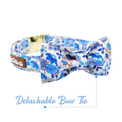 Tunkoo collar con lazo y diseño floral azul, ideal para salidas y eventos.