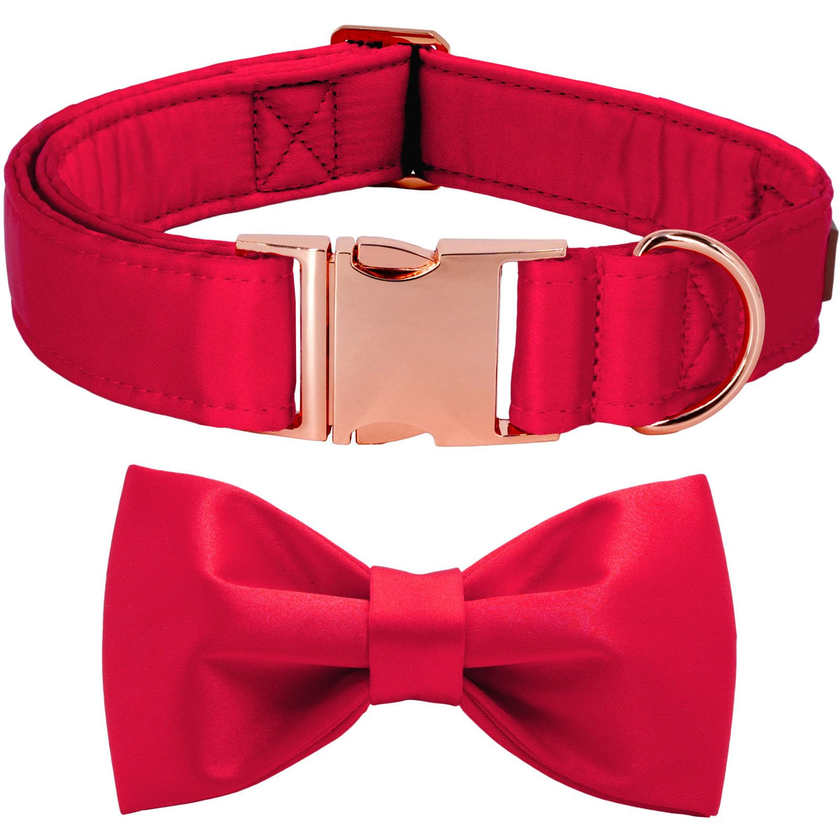 Tunkoo collar de perro en seda roja con lazo, ideal para fiestas navideñas.