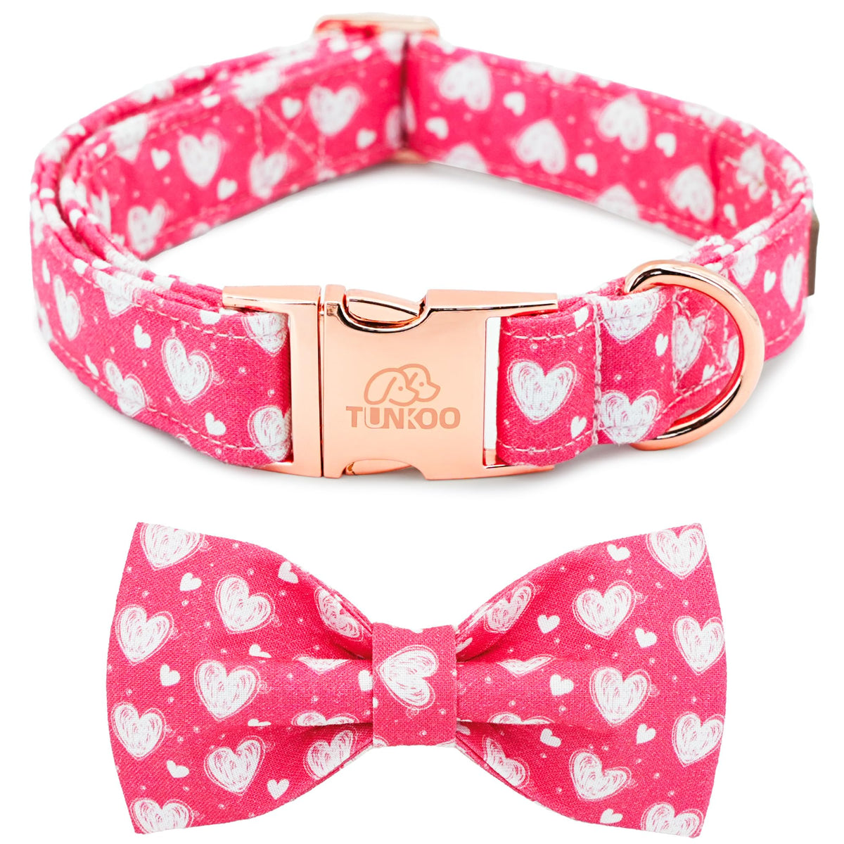 Tunkoo collar para perro de San Valentín con corazón y lazo, ideal para paseos festivos.