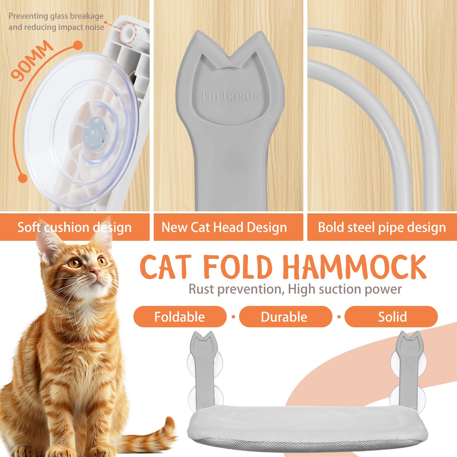Diseño con orejas de gato para estabilidad y encanto visual.