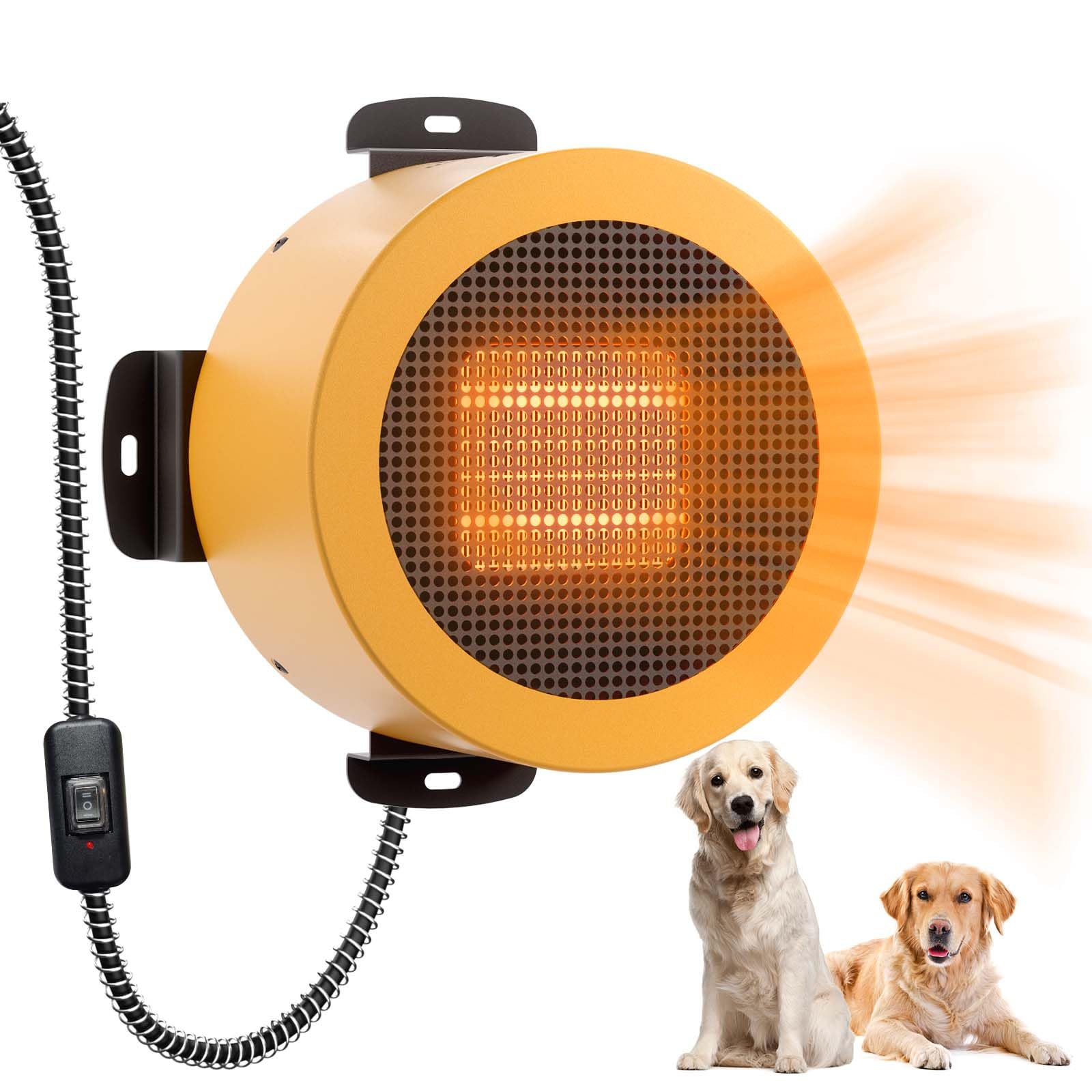 TURBRO Calentador para jaula de perro montado en pared, calor rápido