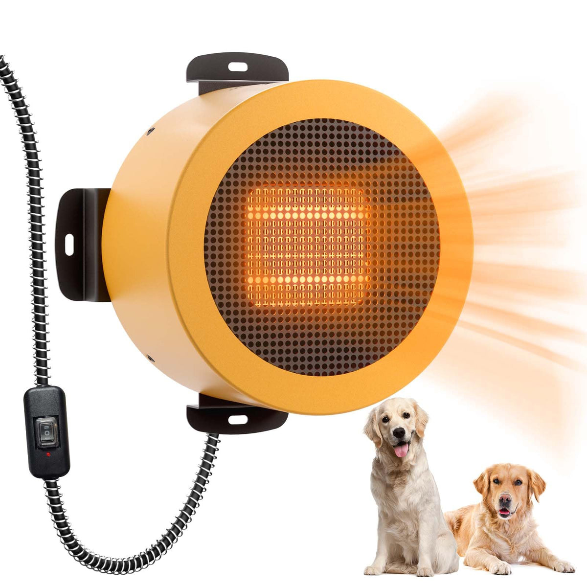 TURBRO Calentador para jaula de perro montado en pared, calor rápido