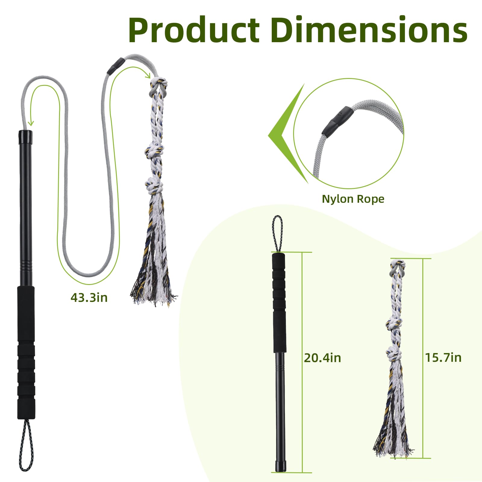 TwinkleTool Flirt Pole, tamaño versátil: ideal para perros pequeños y medianos.
