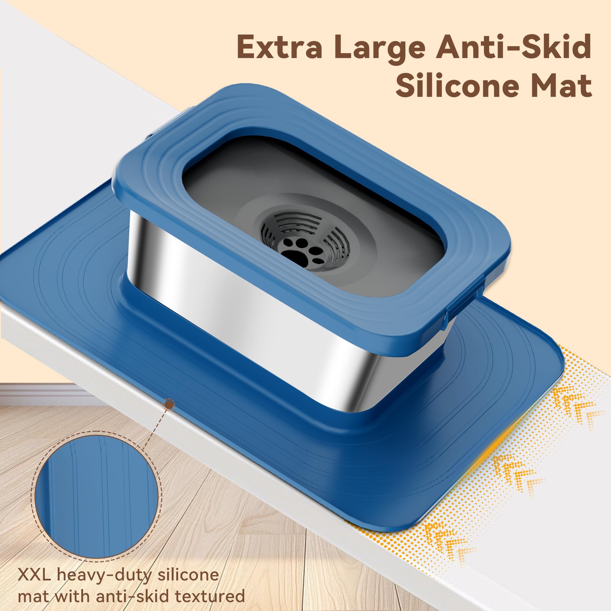 Alfombra silicona antideslizante Twinsing mantiene cuenco estable en distintos suelos.