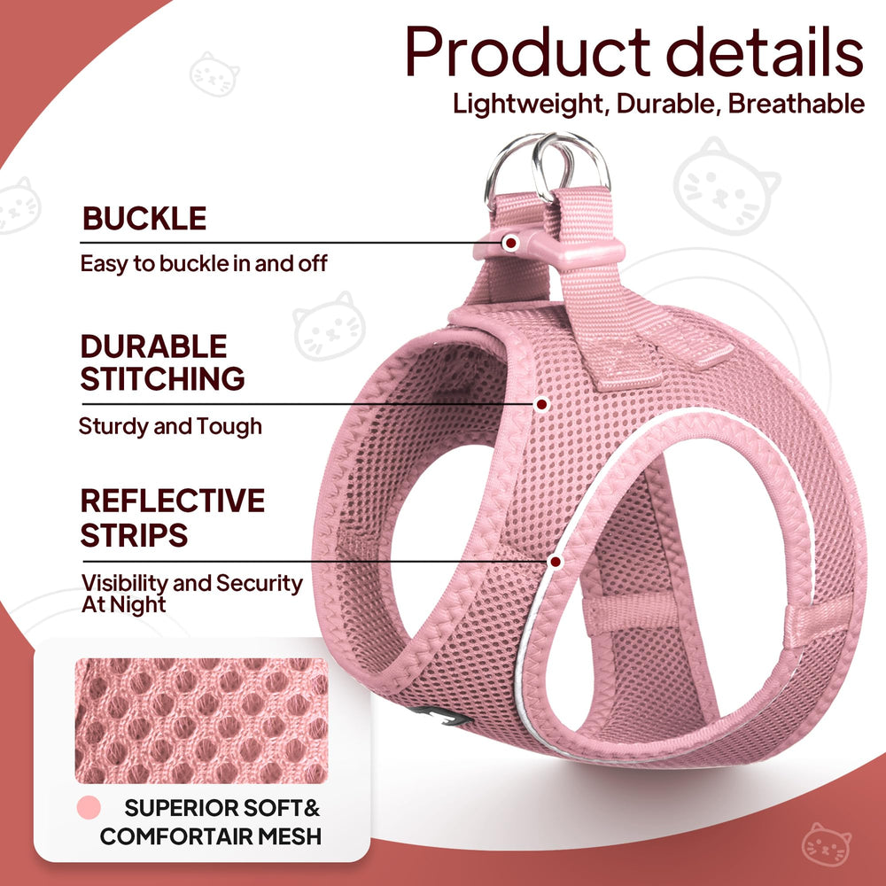 TwoEar correa gato rosa, visibilidad nocturna para paseos seguros.