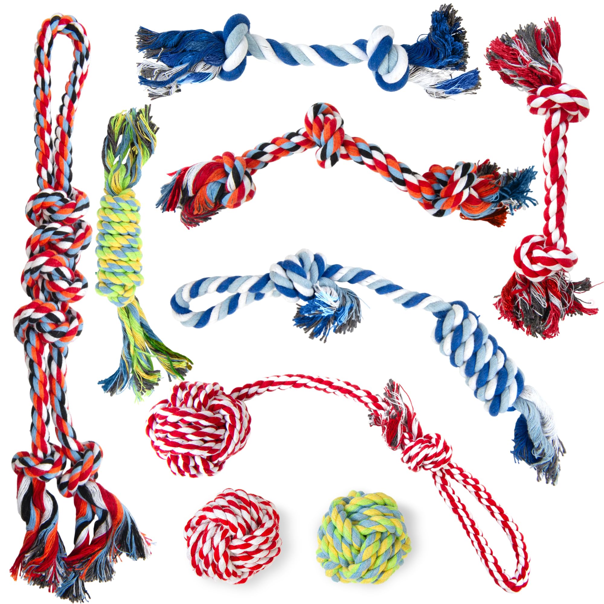 TwoEar cuerda-juguete-perro set-9 ideal para juego y masticación segura