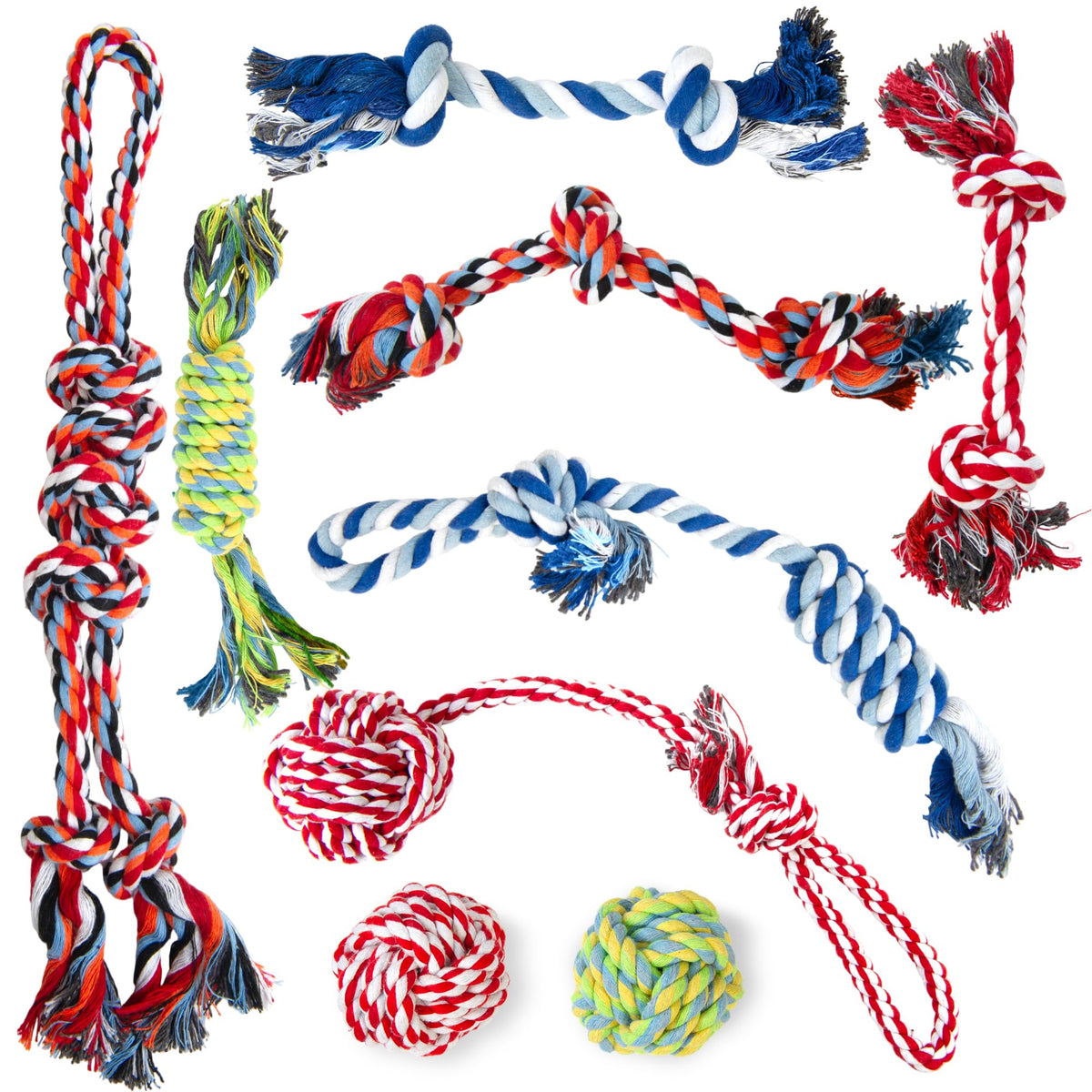 TwoEar cuerda-juguete-perro set-9 ideal para juego y masticación segura