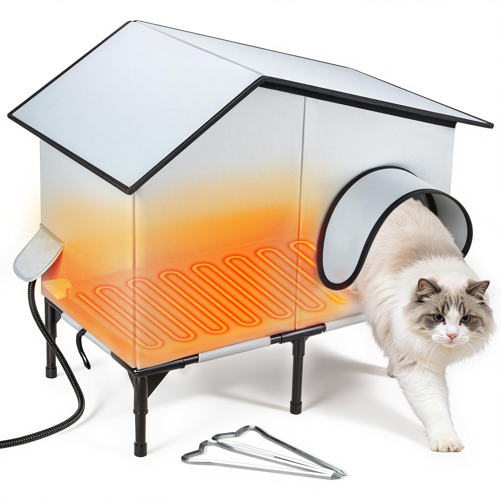 Txunocy casa-gato-exterior-calentador: refugio cálido para gatos en inviernos fríos