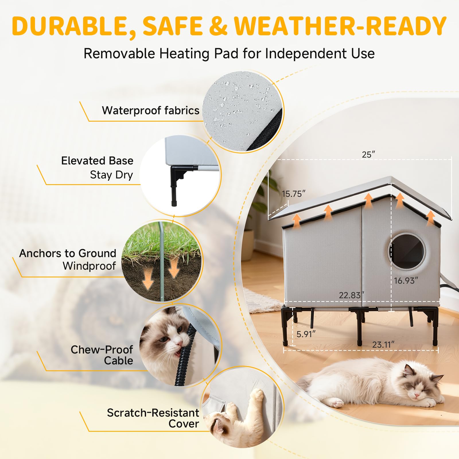 Txunocy casa-gato-exterior-techo-impermeable: protección contra lluvia y humedad