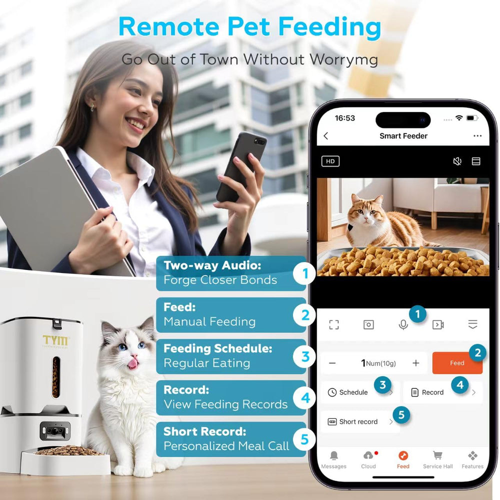 TYM alimentador para gato con control por aplicación desde tu móvil