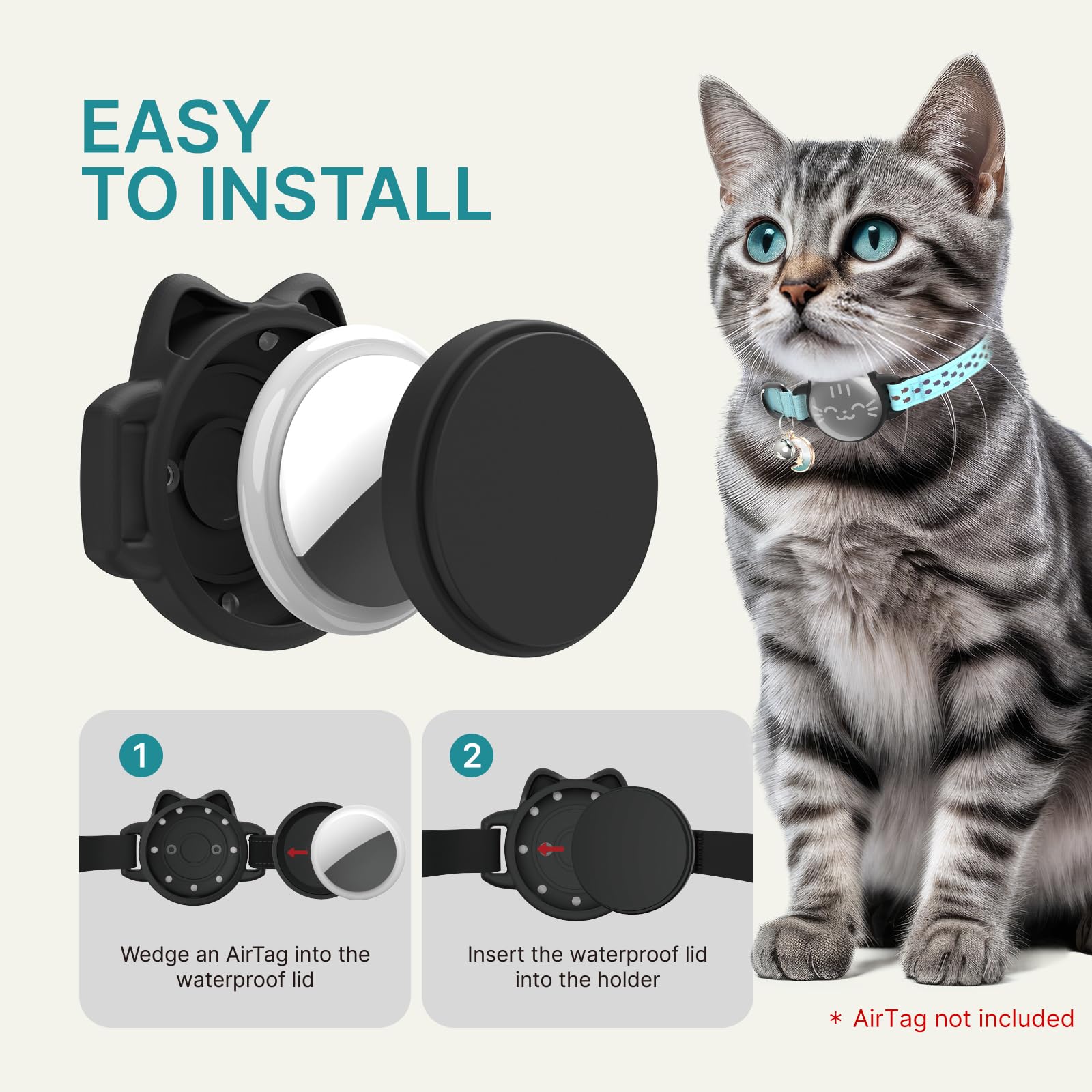 typecase collar AirTag para gatos, impermeable y fácil de limpiar tras aventuras