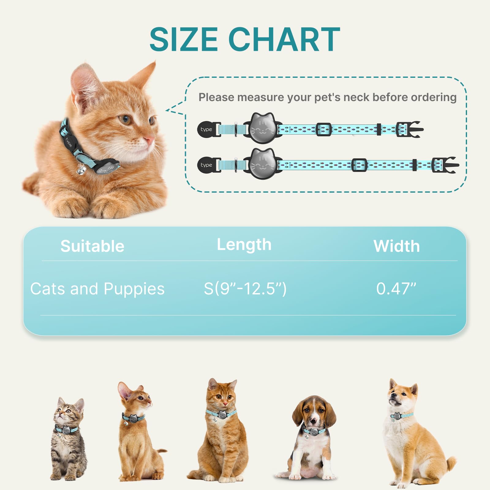 typecase collar AirTag para gatos, ligereza ideal para salidas cortas