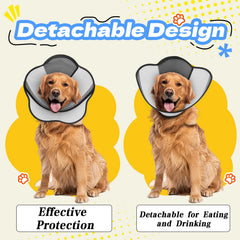 TZBEINN collar cono para perros, diseño desmontable que facilita comer y beber.